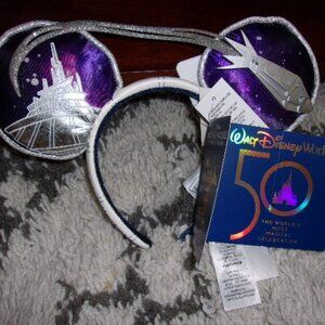 50th Anniversary Disney Ears Headband Main Attraction Space Mountain New